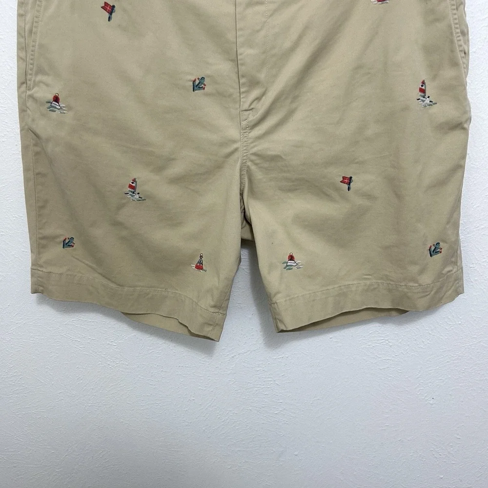 Polo Ralph Lauren Men's Beige Classic Chino Shorts Nautical AOP Embroidery Sz 40